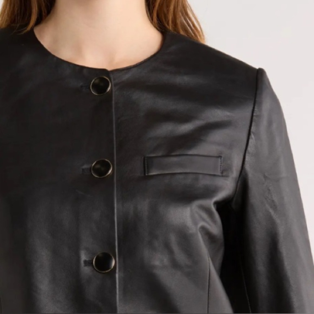 Rag & Bone (nwt $1,198) Payley Leather Blazer Midnight Black Sz: 10